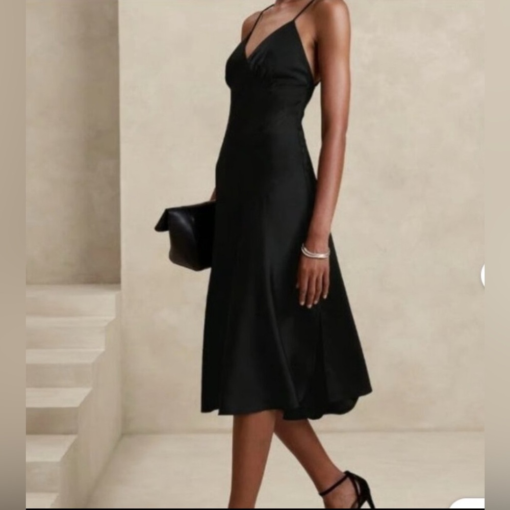 Banana Republic Black Slip Midi Dress
